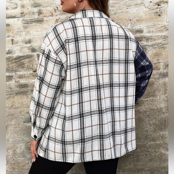 Classic Elegant Plus Size Plaid Button Down Shirt Top Blouse - Picture 12 of 16